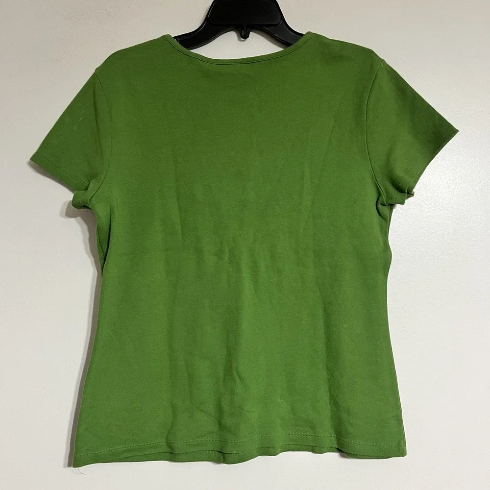Vintage Field Gear Embroidered Beaded T-Shirt Green Size XL Hummingbird & Flower